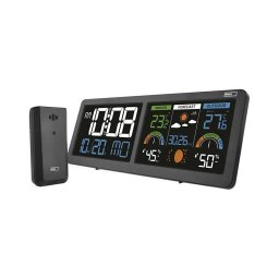 Stație meteo cu afișaj LCD color și alarmă, 5V, 3xAAA + 2xAA, negru