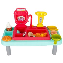 Bucatarie de jucarie copii cu chiuveta cu apa si accesorii, 40 x 30 x 22 cm