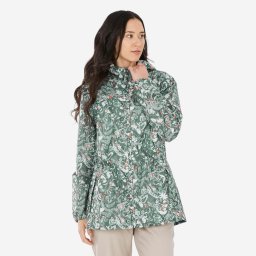Geacă hidrofobă anti-vânt drumeție în natură Raincut Full Zip Verde Damă