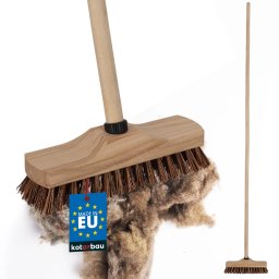 Perie, mătură din lemn pentru podele, peri naturali + coadă din lemn