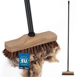 Perie, mătură din lemn pentru podele, peri naturali + coadă metalică