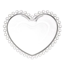 Bol de sticla elegant in forma de inima Pufo Heart pentru servire alune, fistic, bomboane, gustari, 16 cm