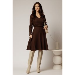Fusta DY Fashion maro scurta din tricot cu buzunare