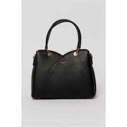 Geanta neagra din piele ecologica cu design tip lalea