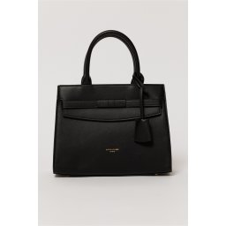 Geanta office neagra din piele ecologica cu aplicatie metalica