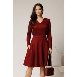 Bluza DY Fashion din tricot bordo cu decolteu in V