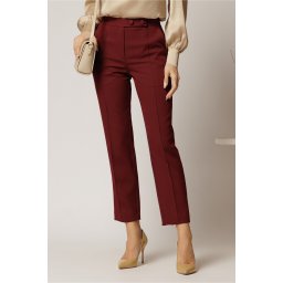Pantaloni DY Fashion bordo conici din stofa cu nasturi imbracati
