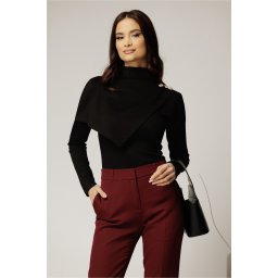 Bluze neagra din jerse cu nasturi decorativi si design atipic