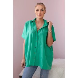 Cotton shirt with short sleeves of green color