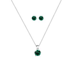 ELLI Set de bijuterii verde smarald / argintiu