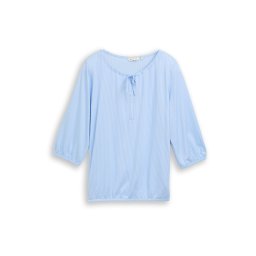 Tom Tailor Women + Bluză albastru deschis / alb natural