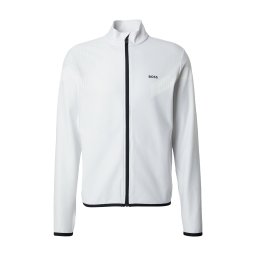 BOSS Bluză cu fermoar sport 'Active Push' gri deschis / alb