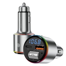 Modulator FM USB+USB-C PD QC3.0 30W Gri