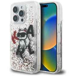 Husa Husa pentru iPhone 16 Pro Max - Karl Lagerfeld Liquid Glitter Choupette Logo MagSafe (KLHCP16XLCHSCTDT) - Clear