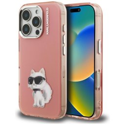 Husa Husa pentru iPhone 16 Pro - Karl Lagerfeld IML Aquarelle Choupette Logo (KLHCP16LHMCHAQP) - Pink