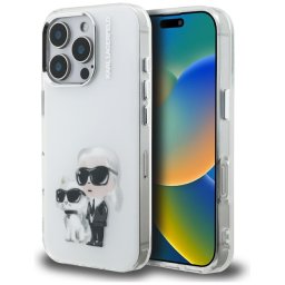 Husa Husa pentru iPhone 16 Pro - Karl Lagerfeld IML Aquarelle Karl & Choupette (KLHCP16LHMKCAQH) - White