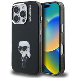 Husa Husa pentru iPhone 16 Pro Max - Karl Lagerfeld IML Aquarelle Karl & Logo MagSafe (KLHCP16XHMKIAQK) - Black