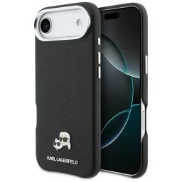 Husa Husa iPhone 17 Air - Karl Lagerfeld Hardcase Leather K&C Head Pin MagSafe (KLHMP17M6PFKCLK) - Black