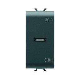 Priza USB tip C 1M PD 30W Gewiss Chorus negru GW12415