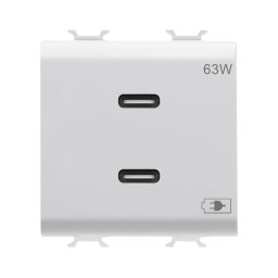 Priza USB tip C dubla 2M PD 63W Gewiss Chorus alb satinat MAT GW15417