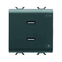 Priza USB tip C dubla 2M PD 63W Gewiss Chorus negru GW12417