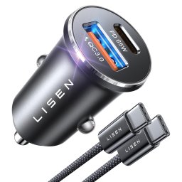 Incarcator pentru Masina, USB, USB-C, PD65W, QC3.0, Cablu Inclus - Lisen (YL0223110003) - Silver