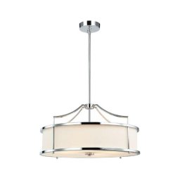 Lustră pe tijă STANZA, 4xE27/15W/230V, Ø 55 cm, crom/alb - Open Design OR80872