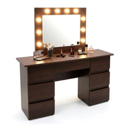 Masa de machiaj Vanessa, oglinda LED, 7 sertare, 130 cm, wenge, Artool