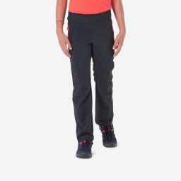 Pantalon Drumeție la munte MH500 Softshell Gri-Negru Fete 7-15 ani