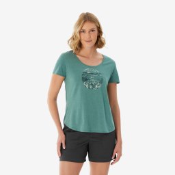 Tricou de drumeție NH500 Verde Damă