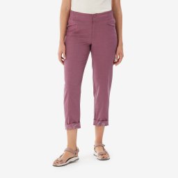Pantalon de drumeție din in, NH500 mov damă