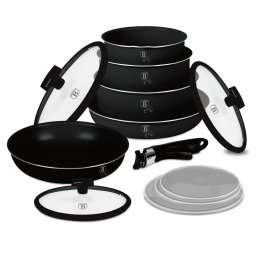 BERLINGER HAUS BH/8248 Matte Black Collection 12 cu părţi set de vase Negru