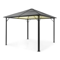 Blumfeldt Pantheon Solid Sky Ambient Solar, pavilion cu acoperiș gri, 3 × 3 m, policarbonat, aluminiu, iluminat (HMD1-PSSAmSolar3x3)
