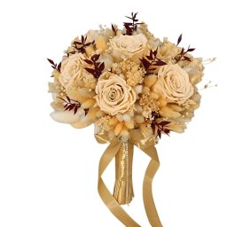 Buchet Mireasă Flori Criogenate, pentru Nuntă sau Cununie Civilă, Champagne și Crem, 25 cm, FEIS602001