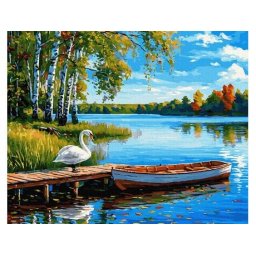 Set pictura pe numere, cu sasiu, Ecou de aripi albe, 40x50 cm
