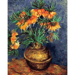 Set pictura pe numere, cu sasiu, Fritillaria intr-o vaza de cupru- van Gogh, 40x50 cm
