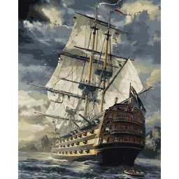 Set pictura pe numere, cu sasiu, Fregata, 40x50 cm