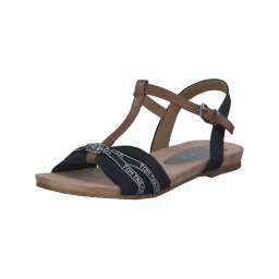 TOM TAILOR Sandale cu baretă bleumarin / maro deschis / alb