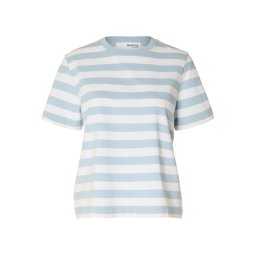 SELECTED Tricou 'SLFEssential' albastru deschis / alb