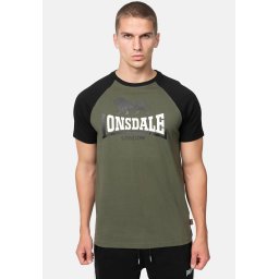 LONSDALE Tricou 'Magilligan' oliv / negru / alb