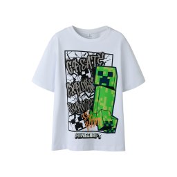 NAME IT Tricou 'NKMMase Minecraft' gri / verde / negru / alb
