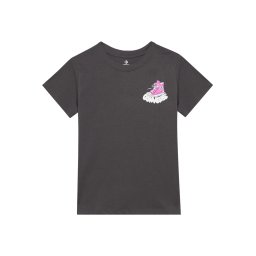 CONVERSE Tricou gri închis / roz / alb