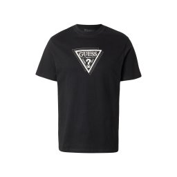 GUESS Tricou bej deschis / negru / alb
