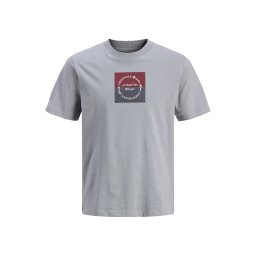 JACK & JONES Tricou 'JORCATSKILLS' albastru fumuriu / gri / roșu vin