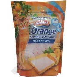 Panzi nisip silicat pentru pisici cu parfum de portocală (4 x 1.6 kg ~ 4 pachete ~ 4 x 3.8 litri) 15.2 litri