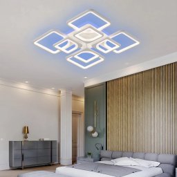 Lustra LED 240W Ceiling 8 Patrate White RGB, Telecomanda