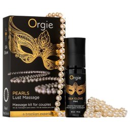 Orgie Pearls Lust - set colier cu perle și gel de masaj 30ml