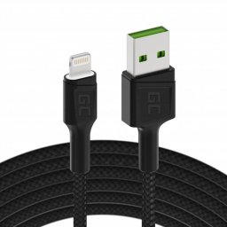 Cable USB Lightning Green Cell GC Ray, 120cm, for iPhone, iPad, iPod, white LED, quick charging