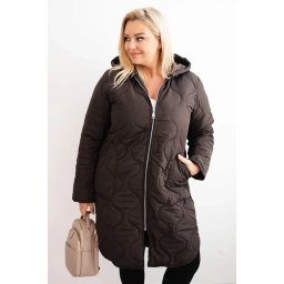 Kesi Włoski Women's winter quilted Plus Size jacket with a hood red