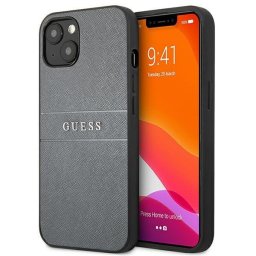 Husa premium Guess Saffiano Strap pentru Apple iPhone 13 mini, culoare gri